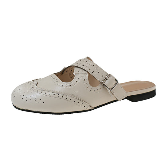 Damen Modische Hausschuhe mit eleganten Schnallen und luftiger Perforation EB
