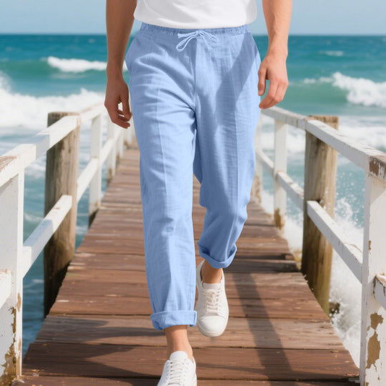 Herren bequeme Strandhose mit elastischem Bund und verstellbarem Kordelzug EB
