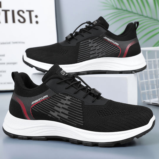 Damen nan ultraleichter Strick-Freizeitsneaker mit Schnellzugverschluss, verstärkter Fersenlasche und ergonomischer Wellen-EVA-Sohle EB
