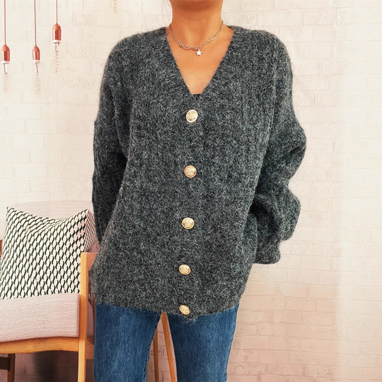Damen Strickjacke mit luxuriöser Struktur und eleganten Knopfdetails EB