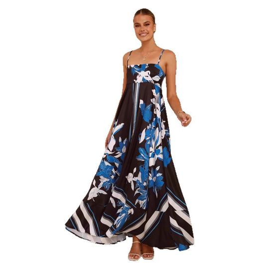Damen Maxikleid mit floralem Motiv und fließendem Schnitt EB