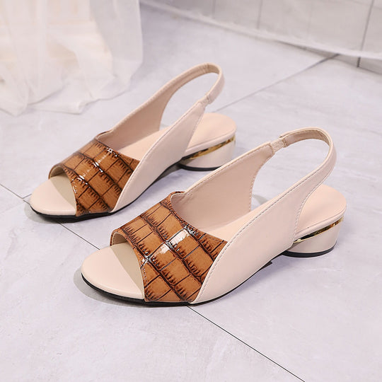 Damen Slingback-Sandalette mit Kroko-Prägung und niedrigem Blockabsatz EB
