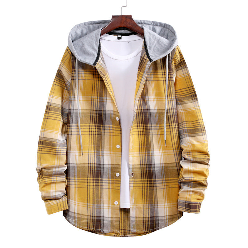 Herren Flanellhemdjacke mit Hood und modernem Karomuster EB