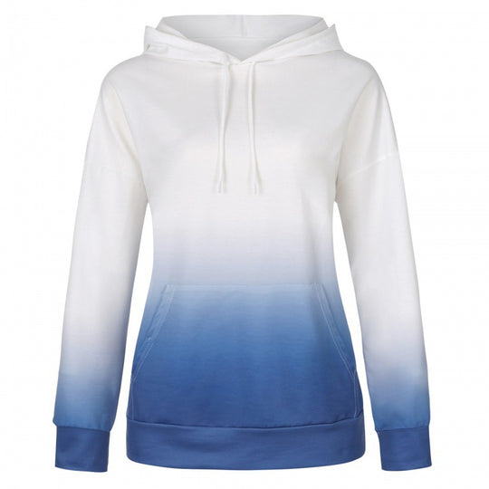 Damen Oversize Kapuzenpullover mit Dip-Dye Farbverlauf und Kängurutasche EB