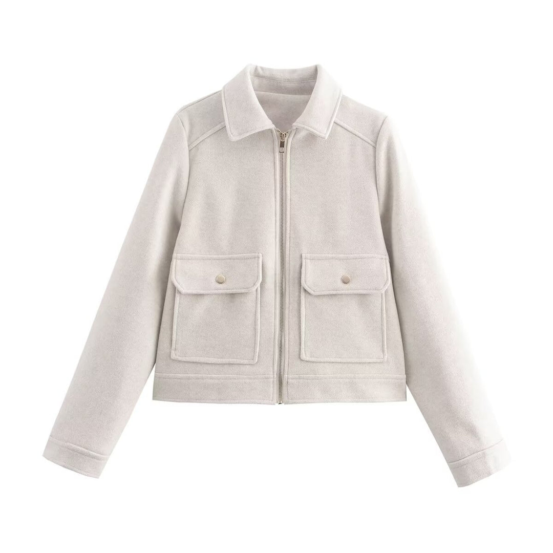 Damen stylische Bomberjacke mit praktischen aufgesetzten Taschen EB