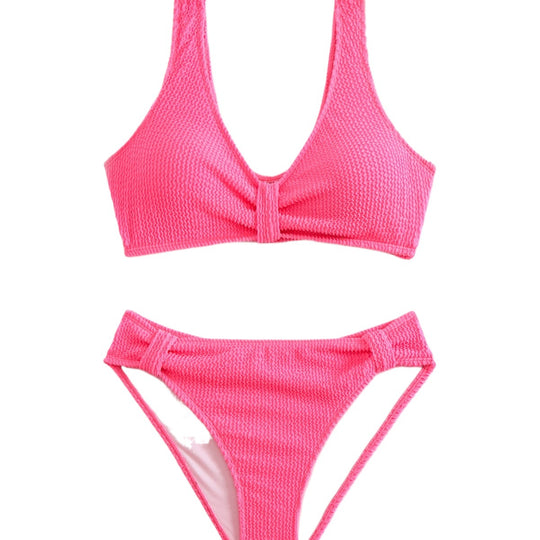 Damen Zweiteiliger Bikini mit verspieltem Wellenmuster EB