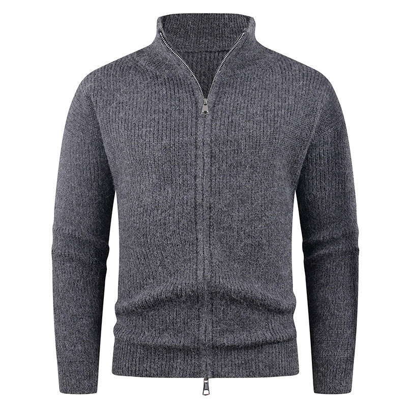 Herren Strickpullover mit modernem Reißverschluss und strukturierter Textur EB