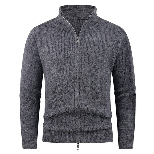 Herren Strickpullover mit modernem Reißverschluss und strukturierter Textur EB