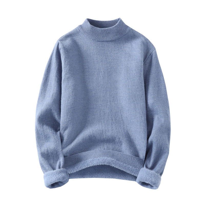Damen Strickpullover mit hohem Kragen und weichem Innenfutter EB