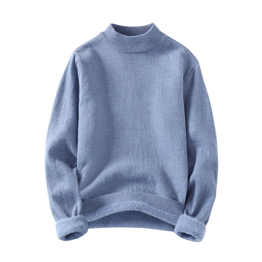 Damen Strickpullover mit hohem Kragen und weichem Innenfutter EB