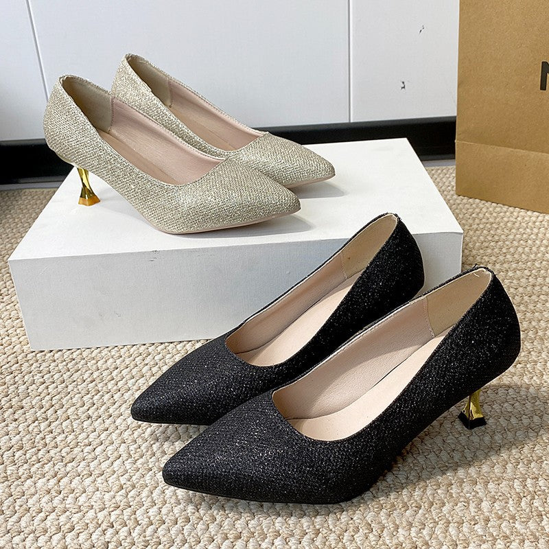Damen Elegante Pumps mit funkelndem Akzent und geschwungenem Absatz EB