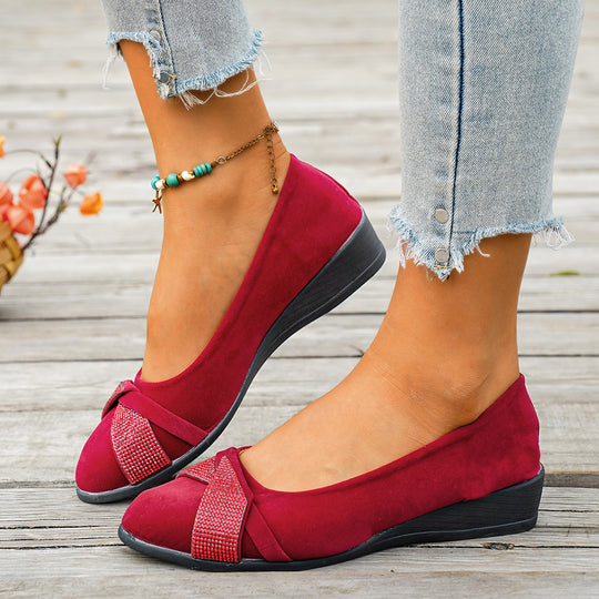 Damen Wedge-Ballerinas mit funkelnden Applikationen und komfortablem Fußbett EB