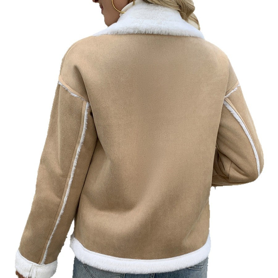 Damen Übergangsjacke mit gefüttertem Kragen und seitlichen Taschen EB