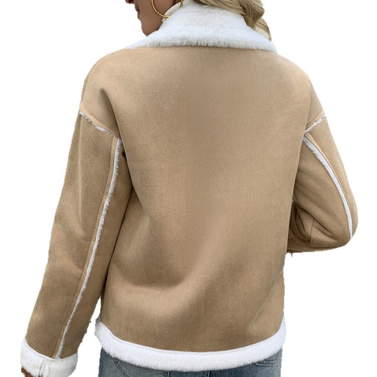 Damen Übergangsjacke mit gefüttertem Kragen und seitlichen Taschen EB