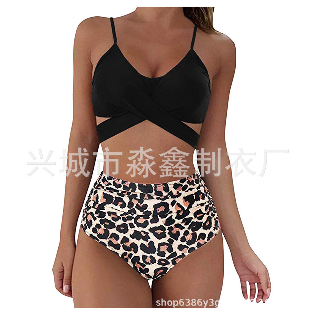 Damen Crop-Top Bikini-Set mit geflochtenem Design EB