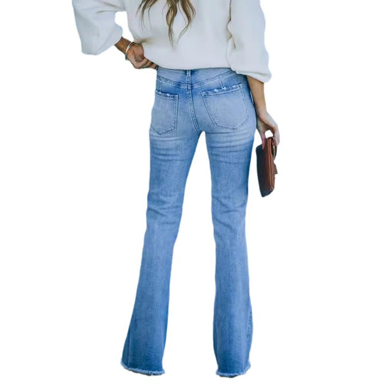 Damen Flared Jeans mit hohem Bund und modernen Vintage-Effekten EB