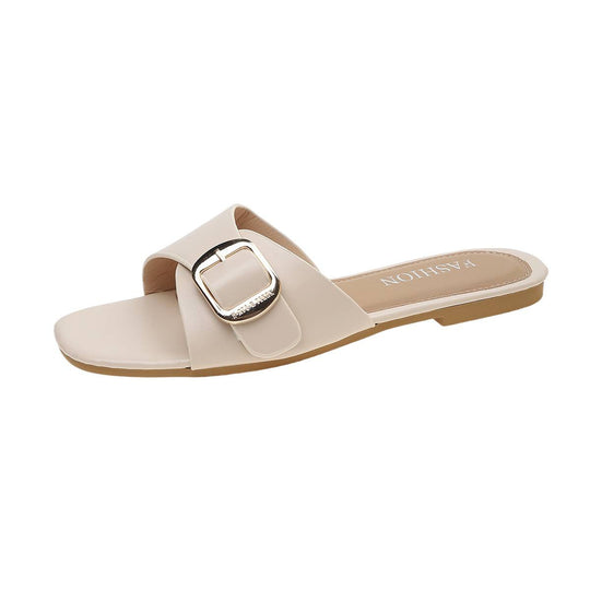 Damen elegante Slide-Sandalen mit modischem Schnallen-Detail EB