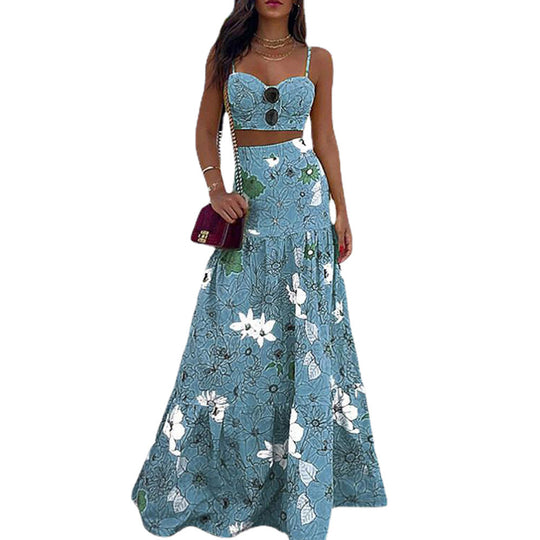 Damen Maxikleid mit floralem Design und schickem Bustier-Oberteil EB