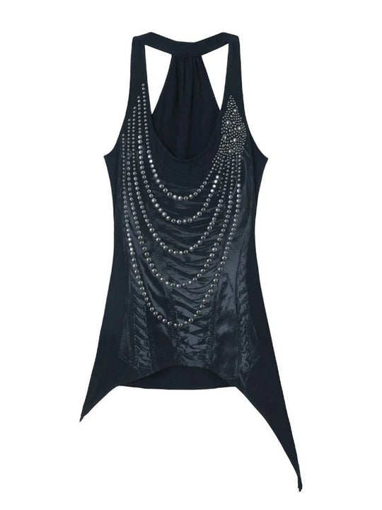 Damen Glitzerndes Tanktop mit asymmetrischem Schnitt EB