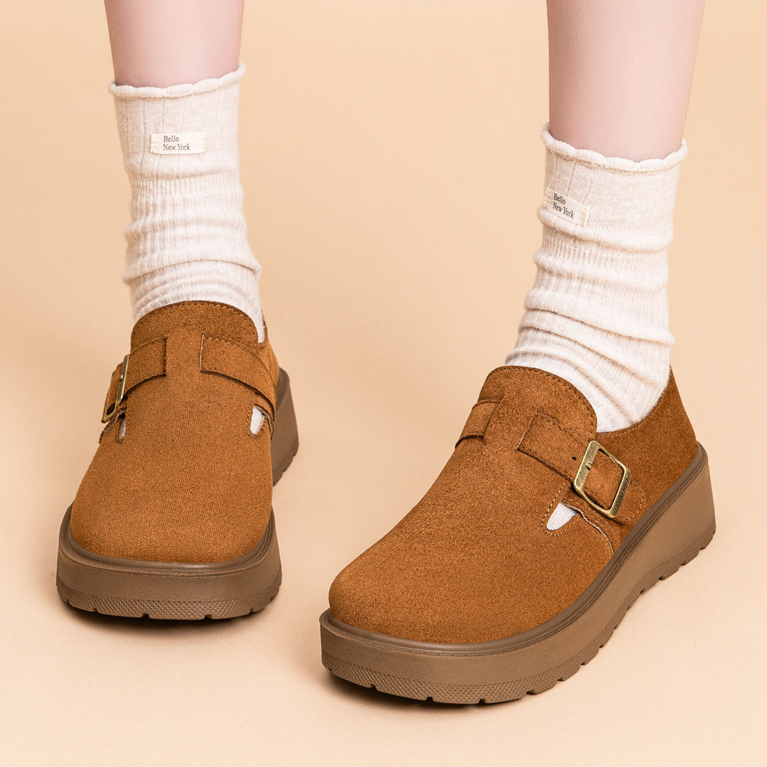 Damen Komfortable und elegante Slipper mit Schnallenverschluss EB