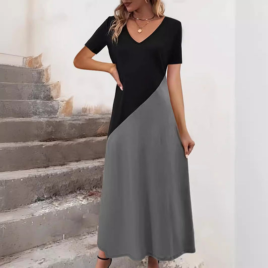 Maxikleid mit Farbblock für Damen EB