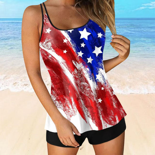 Damen Tankini-Oberteil mit gestreiftem Design EB