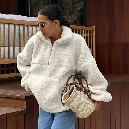 Damen Fleece-Pullover mit hohem Kragen EB