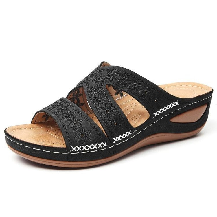 Damen Bequeme Clogs mit floralem Design und ergonomischer Sohle EB