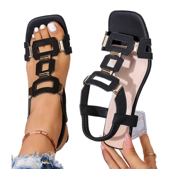 Damen Komfortable und modische Sandalen mit transparentem Blockabsatz EB