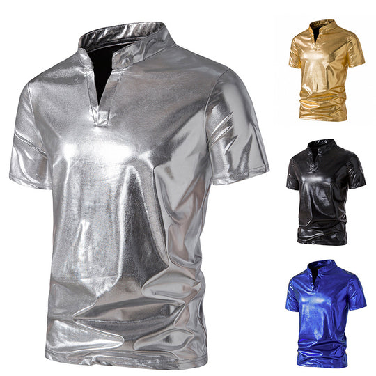 Herren Hochglänzendes Poloshirt mit modernem Stehkragen EB