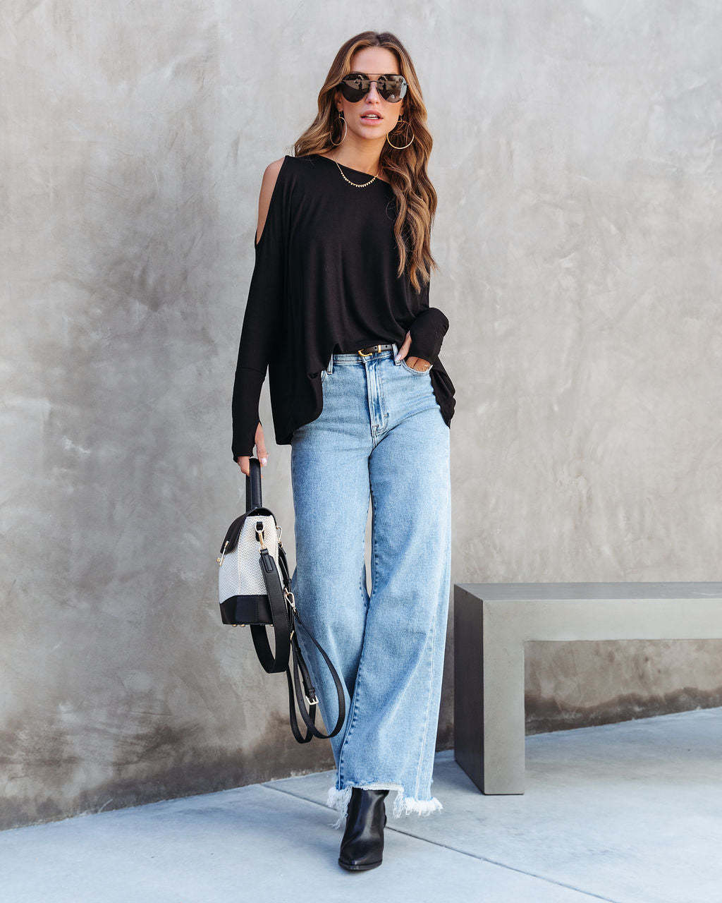 Damen Lässiger Oversized Pullover mit Cut-Out-Ärmeln EB