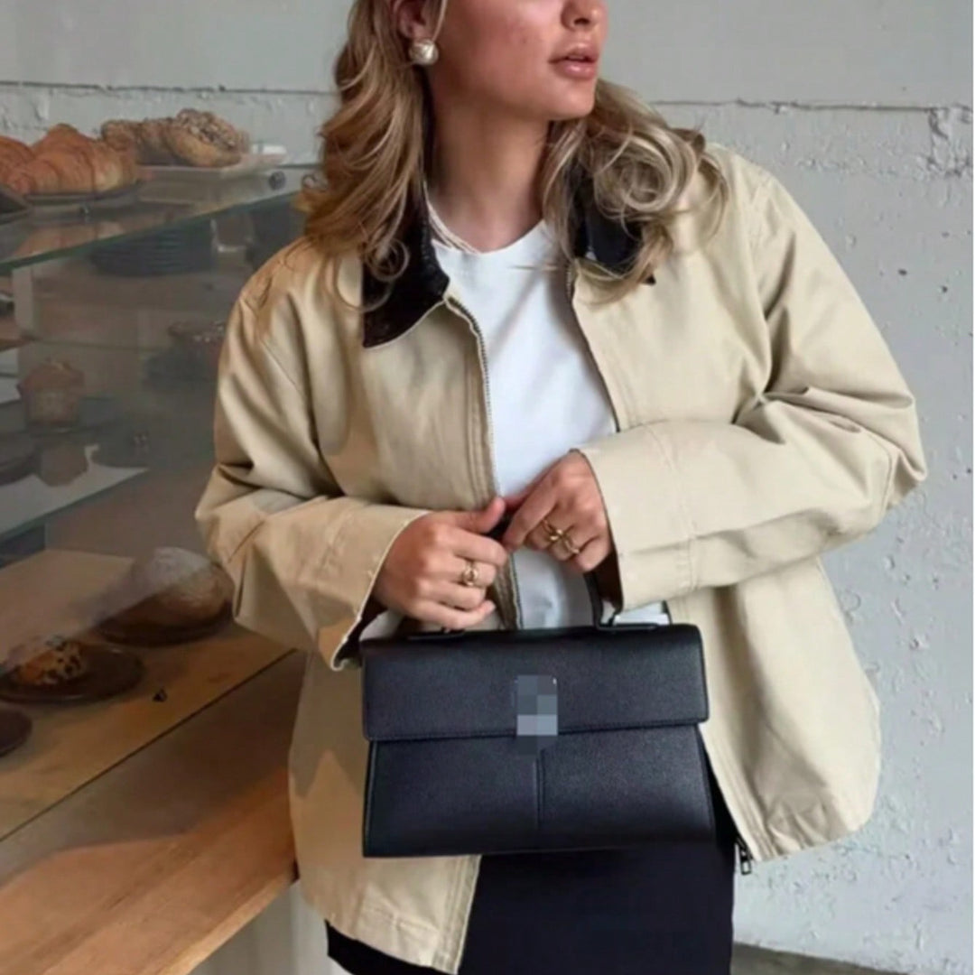 Damen lässige Übergangsjacke mit modernem Stehkragen und praktischen Taschen EB