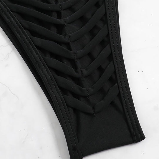 Damen Triangel-Bikini-Set mit geflochtenem Höschen und verstellbaren Trägern EB