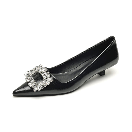 Damen elegante spitze Ballerinas mit funkelnder Applikation EB