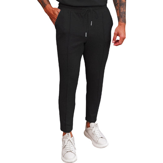 Damen bequeme Stretch-Jogginghose mit hohem Bund und Kordelzug EB