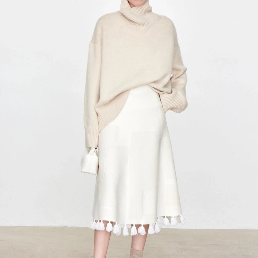 Damen Oversized Rollkragenpullover mit Rippstruktur EB