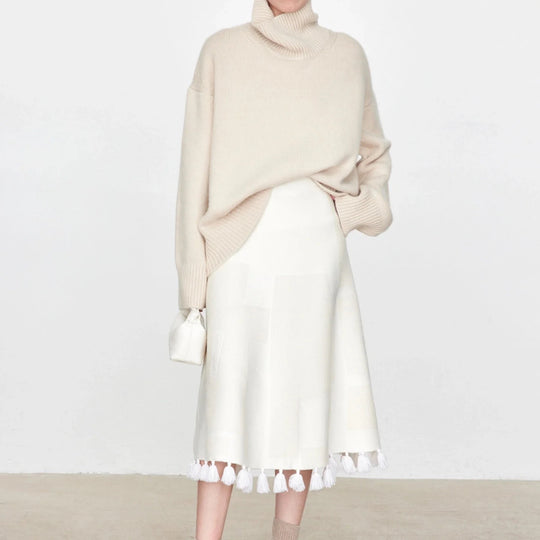 Damen Oversized Rollkragenpullover mit Rippstruktur EB