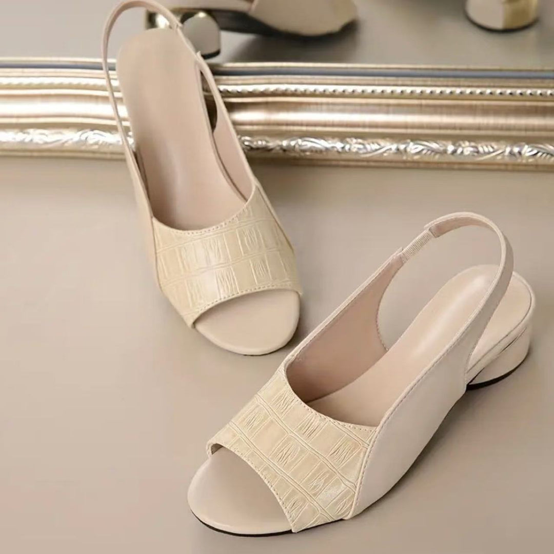 Damen Slingback-Sandalette mit Kroko-Prägung und niedrigem Blockabsatz EB