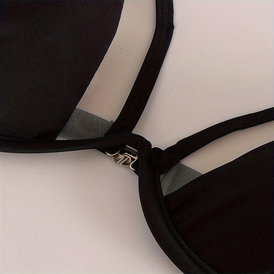 Damen Triangel-Bikini mit transparenten Einsätzen EB