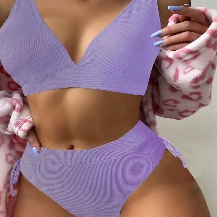 Damen Triangel-Bikini mit verstellbaren Trägern und hohem Bund EB