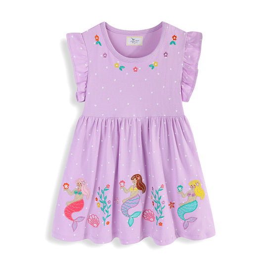 Mädchen Sommerkleid mit verzauberndem Meerjungfrau-Stickdesign EB