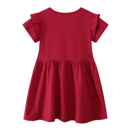 Mädchen Freizeitkleid mit niedlichem Hasen- und Blumenmotiv EB