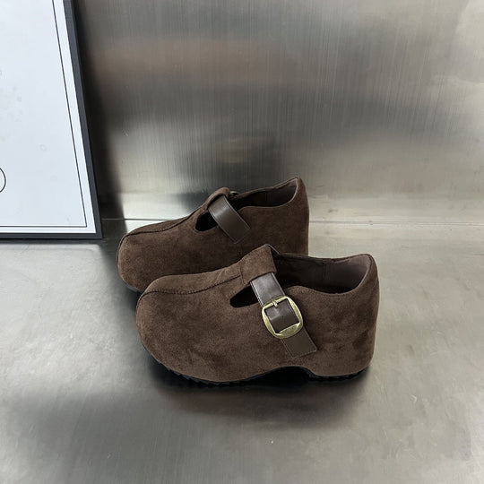 Damen Komfortable Clogs mit elegantem Schnallenverschluss aus hochwertigem Wildleder EB