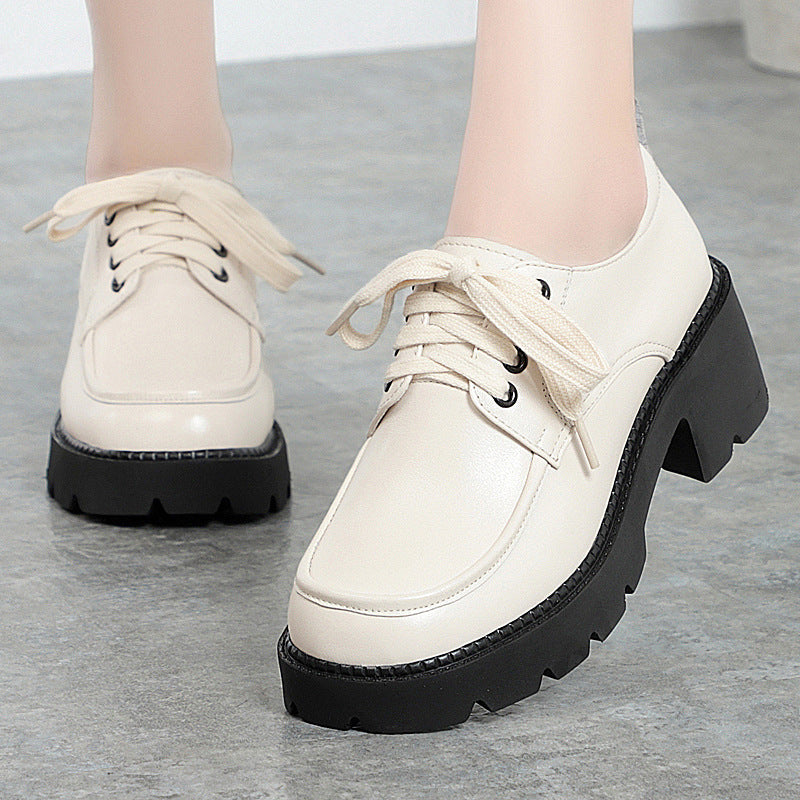 Damen Hochhackige Schnürschuhe mit robustem Blockabsatz und atmungsaktiver Sohle EB