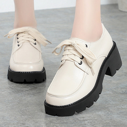 Damen Hochhackige Schnürschuhe mit robustem Blockabsatz und atmungsaktiver Sohle EB