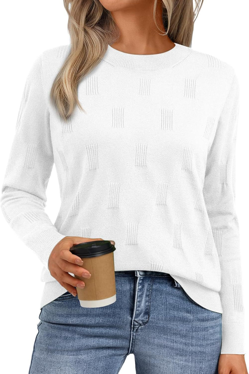 Damen gesteppter Strickpullover mit modischem Schnitt EB