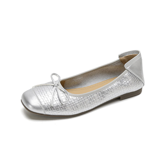 Damen Ballerinas aus hochwertigem Leder mit filigranem Schleifendetail EB