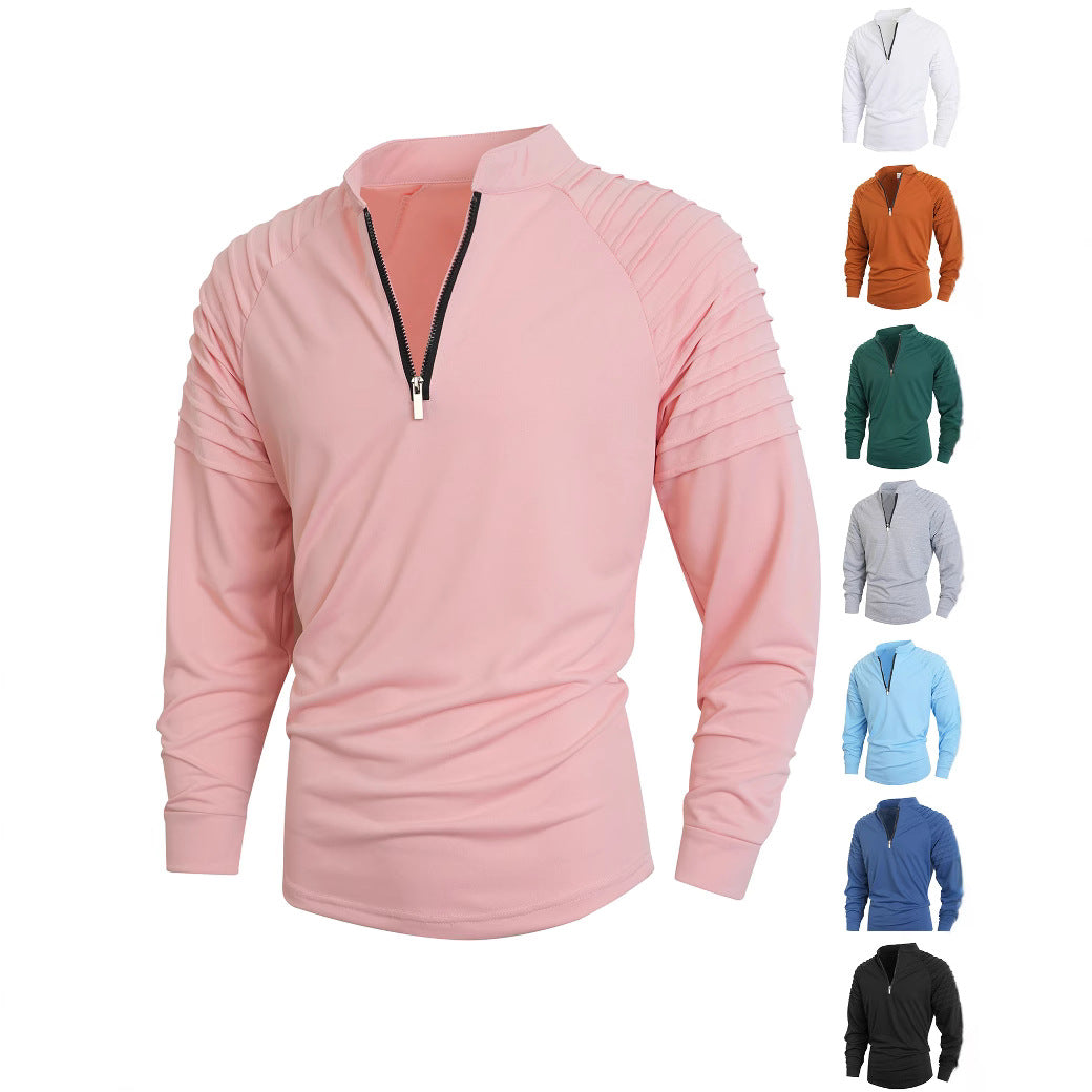 Herren Langarmshirt mit modernem Stehkragen und Reißverschluss EB