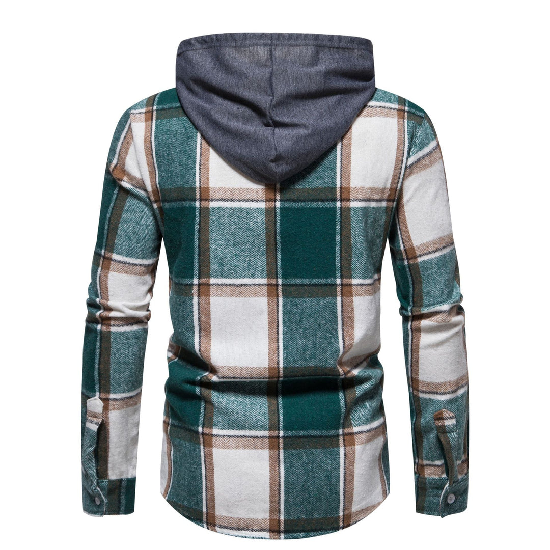 Herren Karo-Hemd mit Kapuze und Button-Down-Verschluss EB