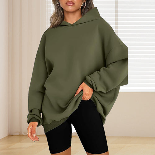 Damen Oversized Kapuzenpullover mit tiefen Schultern EB